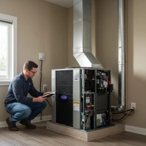 Modern HVAC system in a home, highlighting energy efficiency and maintenance